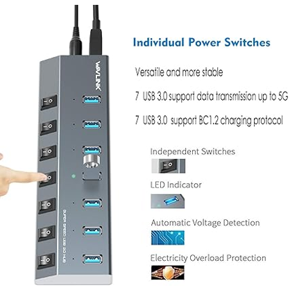 7 Port Powered USB Hub